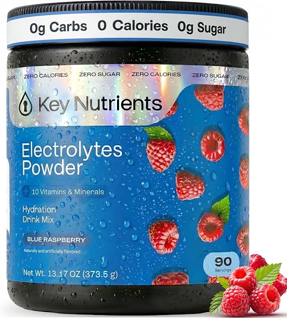 KEY NUTRIENTS Multivitamin Electrolytes Powder, Blue Raspberry, 90 Servings