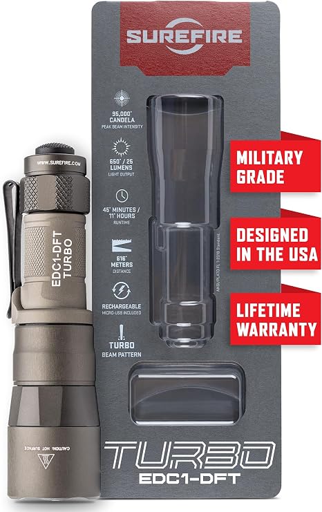 SureFire EDC1-DFT High-Candela Everyday Carry LED Flashlight, Gray