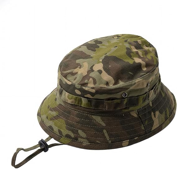 Tactical Boonie Hat for Men Women, Camo Bucket Hat with Adjustable Strap, Ripstop Sun Hat for Fishing Hiking Camping 