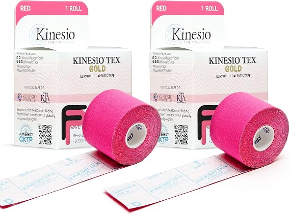 Kinesio Taping - Elastic Therapeutic Athletic Tape Tex Gold FP - Red 2 in. x 16.4 ft - 2 Pack