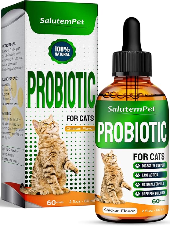 Cat Probiotic Helps with Colic, Upset Stomach, Diarrhea, Gas, and Bloating Advanced Prebiotics & Probiotics for Cats Digestive Support Enriched with Chicken Flavor 2 Oz
