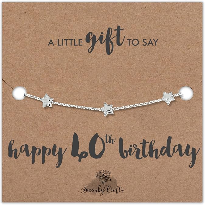 Happy 40th Birthday Gifts Women - 40th Birthday Gift Ideas, 40th Birthday Jewelry, 40 Year Old Birthday Gifts For Women Turning 40, Birthday Gifts For Her 40th Birthday Card With Bracelet and gift wrap