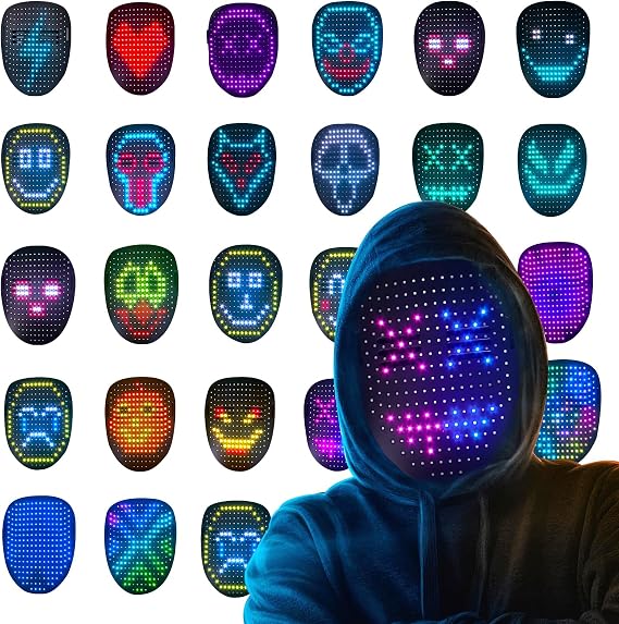 LED Mask Gesture Sensing Light Up Transforming Mask, Gifts for Teen Boys | Cool Face Transforming Glowing Mask, Ideal Teen Boys Gifts for Halloween Christmas Birthday Cosplay Masquerade Party Toys