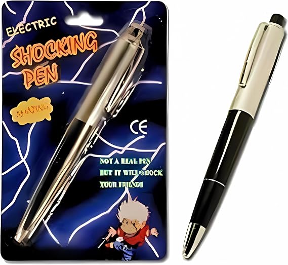 3 Pcs Universal Electric Shock Metal Ballpoint Pen Practical Joke Gag Prank Funny Trick Fun Gadget April Fool to Friend Toy for School Students, Shock Pen Toy Outdoor Toys (Modern As Shown, 1, Pcs)