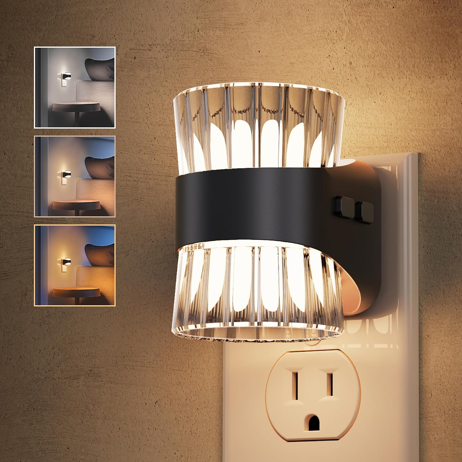L LOHAS LED Night Light, Modern Night Lights Plug into Wall, 3000K4000k5000K Adjustable Color Temperature Night Light,Dimmable Nightlights with Dusk to Dawn Sensor for Rooms Bathroom Hallway