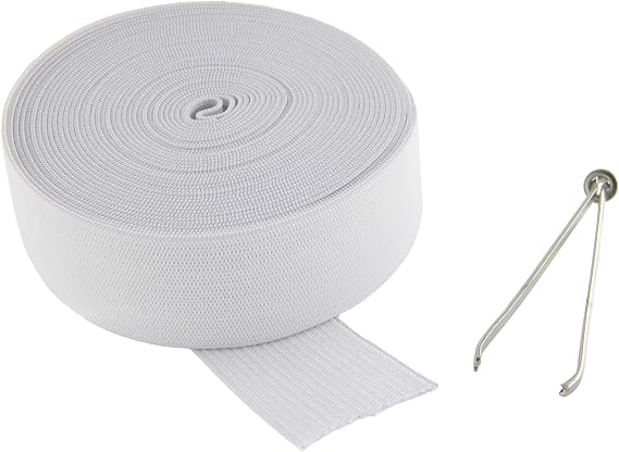 Sewing Elastic Bands Knit Stretchy Spool for Waistband (White, 1" 5 Yards)