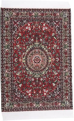 Turkishness Floral Print, Doll House Asseccories Dollhouse Furniture Dollhouse Blankets Dollhouse Accessories 1:12 Miniature Carpet for Miniature DollhouseRed Satin