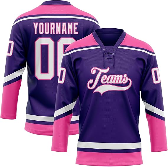 Custom Hockey Jersey for Men Women Youth, Personalized Team Name Number and Logo, Many Lace Up Practice Sports Fan Jersey