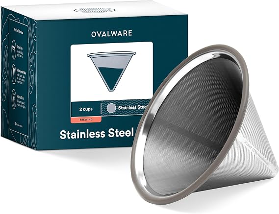 OVALWARE Pour Over Coffee Filter, Stainless Steel | Reusable