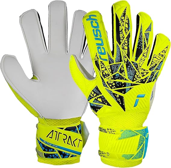 Reusch Attrakt Solid Junior Soccer Goalkeeper Gloves, Breathable | youth goalie gloves, durable, artificial turf