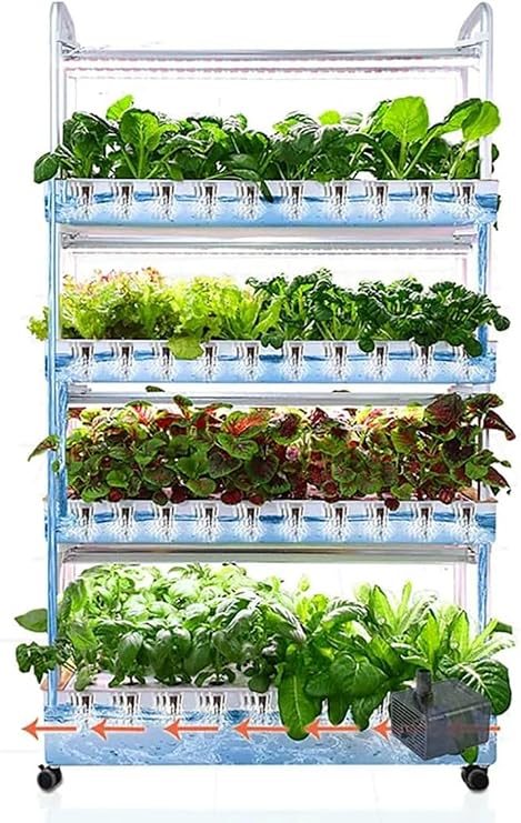 Hydroponic Growing System with Automated Grow Lights, 48/64 Sites Plant Vertical Hydroponics Kit, Intelligent Multi-Layer Planter Soilless Cultivation Equipment~/