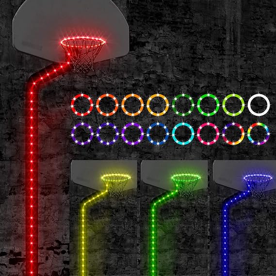 Waybelive LED Basketball Lights for Rim&Pole, 16 Colors Remote Control