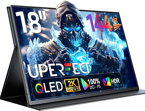 UPERFECT 18" 2K 144Hz Portable Monitor, 100% DCI-P3 400 Nits Gaming Display