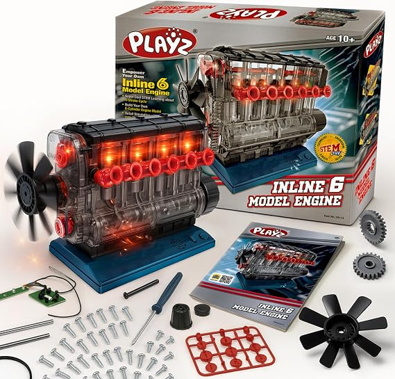 Playz Working Inline 6 Engine Model Kit - Build Your Own Mini Engine kit