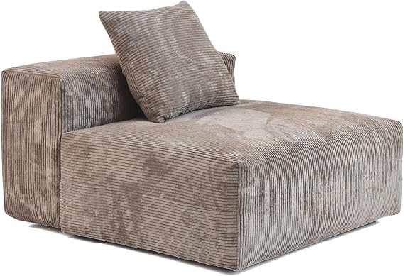 Middle Seat of Modular Sectional Sofa Couch, 39.37inch Upholstered with Corduroy Fabric Ottoman (Brown)