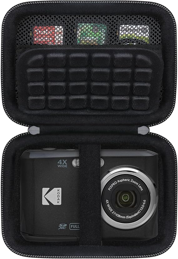 BOVKE Carrying Case for KODAK PIXPRO Friendly Zoom FZ45 FZ55 16MP Digital Camera, Mesh Pocket for Camera Cables, Batteries, Black