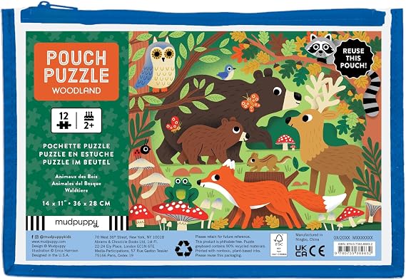 Mudpuppy - Woodland 12 Piece Pouch Puzzle for Kids