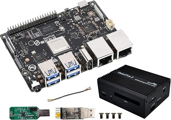 VisionFive2 Open Source Single Board Computer, LPDDR4 8GB Linux Starter Kit,StarFive JH7110 64-bit CPU with Integrated IMG BXE-4-32 MC1 3D GPU, Dual Gigabit Network Port, Support Debian Ubuntu