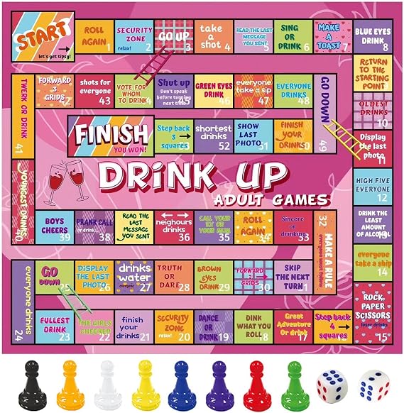 Party Drinking Games for Adults: Fun Waterproof Board Bar Game for Adult Men Women Birthday Parties | Stag and Hen Parties Games for Friends Holiday Drinking Game Night for 2-8 Players | Ages 18+