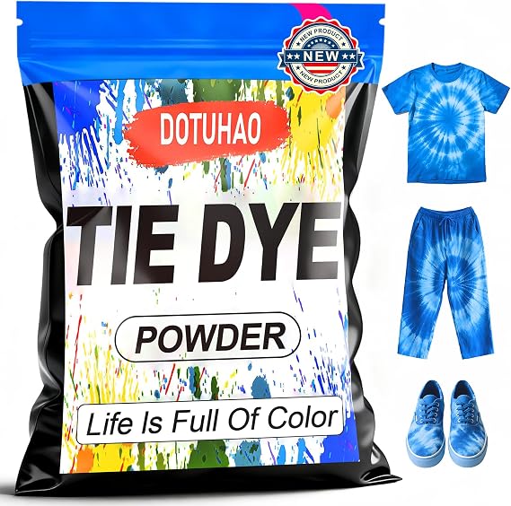 Tie Dye Powder, Blue Tie Dye for Clothes, Fabric Dye, Permanent & Washfast Powder Tie Dyes, Creative Dyes for Clothes (Blue,2 OZ)