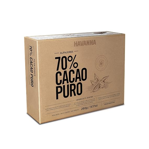 Havanna Extra Dark Chocolate Alfajores Dulce de Leche Filled Cookies Coated in Double Layers of 70% Pure Dark Chocolate Authentic Argentinian Treats, Box of 4