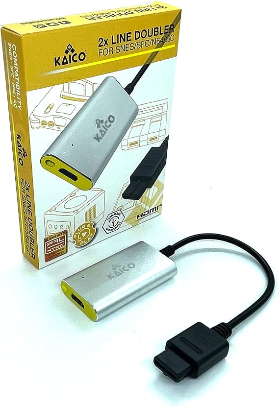 Kaico HDMI Cable for Gamecube, Nintendo 64 N64, Super Nintendo SNES (3-in-1) - Supports 2X Line-Doubling - Gamecube/SNES / N64 to HDMI Adapter with S-Video & Composite Signal Output