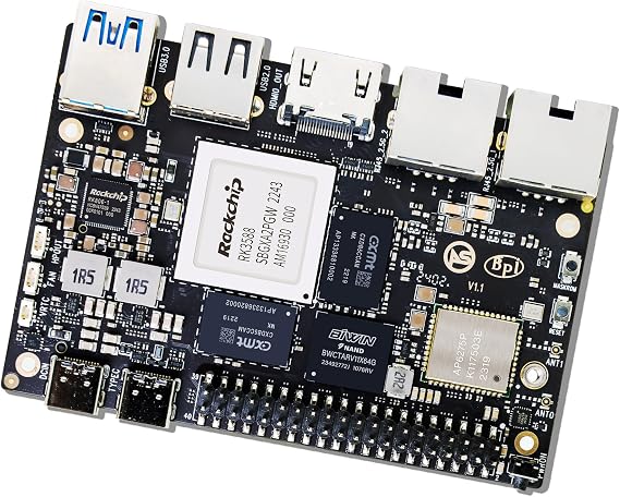 youyeetoo Banana Pi BPI-M7 Pico-ITX Motherboard RK3588 SBC: 6 Tops NPU AI Accelerator, 8K Video, Dual 2.5G Ethernet, WiFi 6, BT5.2 - Android Linux Support - Ideal for Tinkerers (8+64GB)