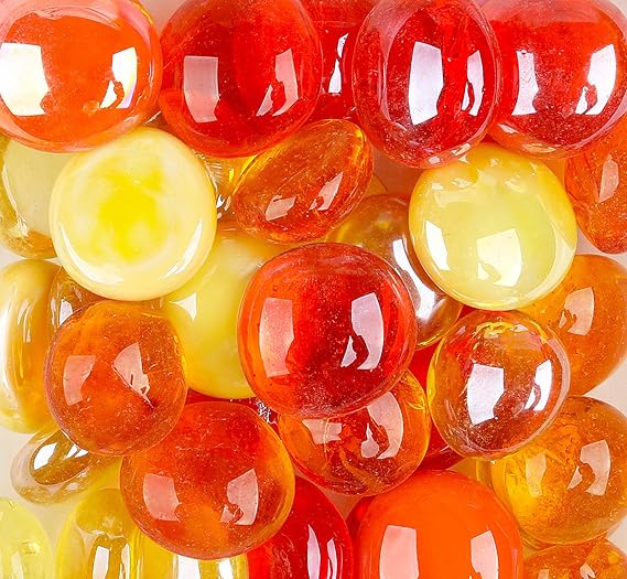 Mosaic Tiles 36 Pieces / 200 g Pack of Glass Flat Bead Mosaic Mosaic Tile Supplies for Home Decoration, DIY Crafts, Plates, Picture Frames, Flowerpots 1.7~2.2 cm Irregular Tiles (Red Yellow Mix)