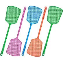 Wapodeai 5 Pack Fly Swatter, Plastic Heavy Duty Manual Fly Killer, Long Handle Flyswatter, Large Bug Swatters, Work for Indoor and Outdoor, Blue Green Pink Orange