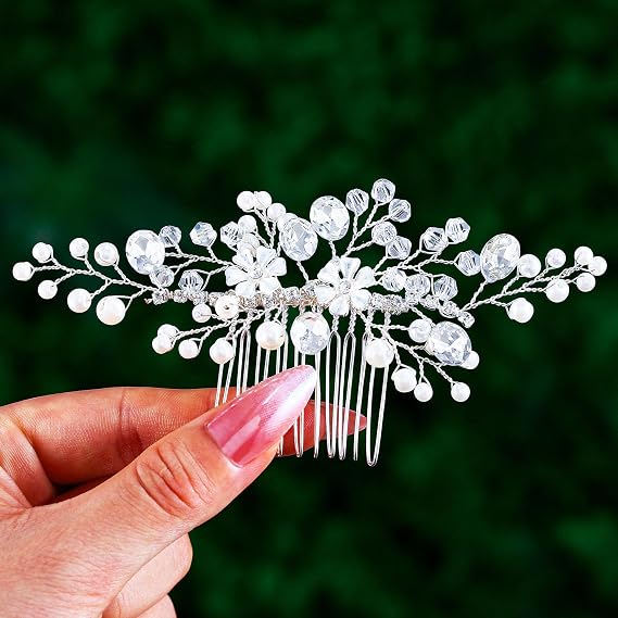 Wedding Hair Comb Bride Pearl Hair Comb Headpieces Rhinestone Bridal Side Hair Accessories Hair Jewelry (Pearl hair comb)