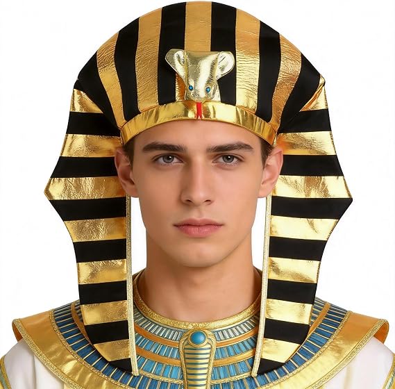 Clobeau Pharaoh Hat Egyptian Headpiece King TUT Costume King Pharaoh Costume Adult Pharaohs Headpiece Egyptian Halloween Costumes Cosplay Dress Up Themed Party Supplies Pharaohs Costumes