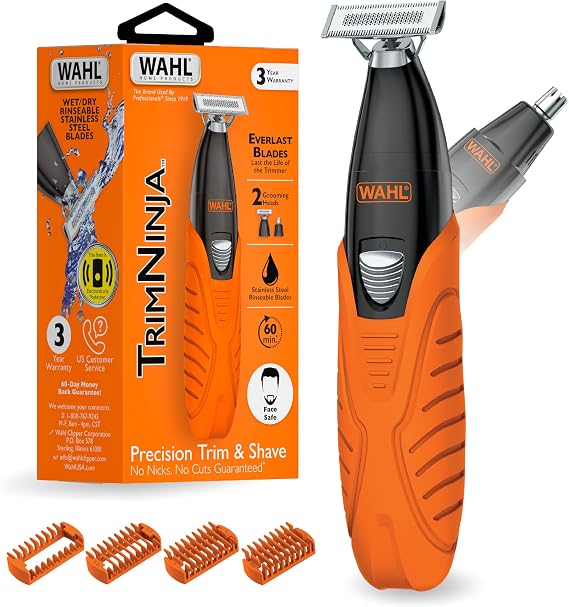 Wahl TrimNinja 2 in 1 Hybrid Electric Shaver & Ear Nose Trimmer for Men | Bi-Directional Facial Hair Shaving Plus Precision Ear And Nose Trimming For Men Model 3030114