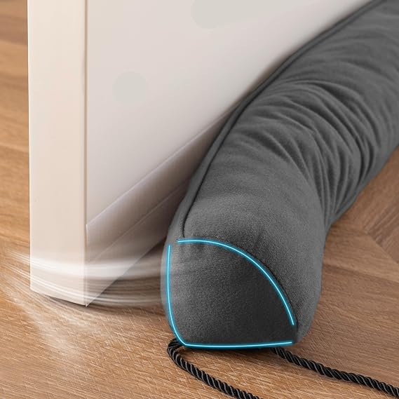 Door Draft Stopper with Removable Washable Cover, 24", Gray | Weighted Gap Filler, Blocks Hot and Cold Air, All-Season Seal, Easy Install, Noise & Wind Blocker, Home Essentials