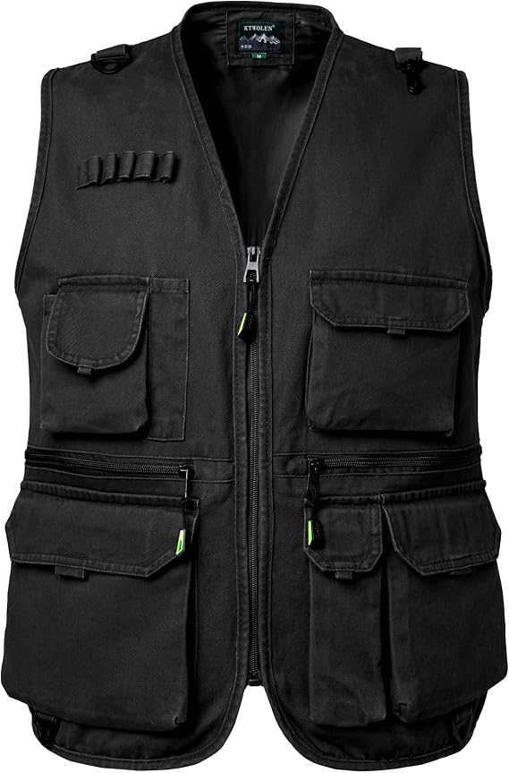 Men's Outdoor Multi-Pocket Utility Vest Lightweight Cotton Gilet Travel Fishing Hiking Photography Sleeveless Jacket 