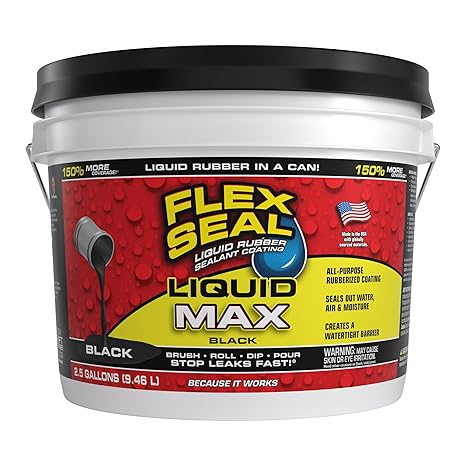 Flex Seal Liquid Rubber Sealant Coating, Waterproof, Black, 320 oz