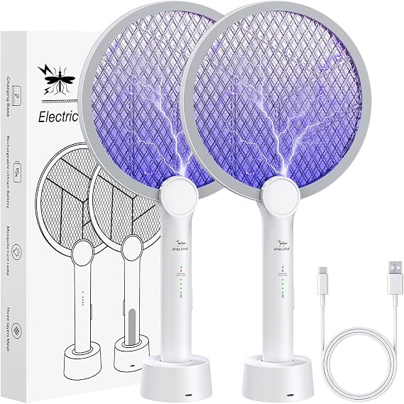 PALONE Electric Fly Swatter 4000V, 2 in 1 Bug Zapper Racket Indoor Outdoor