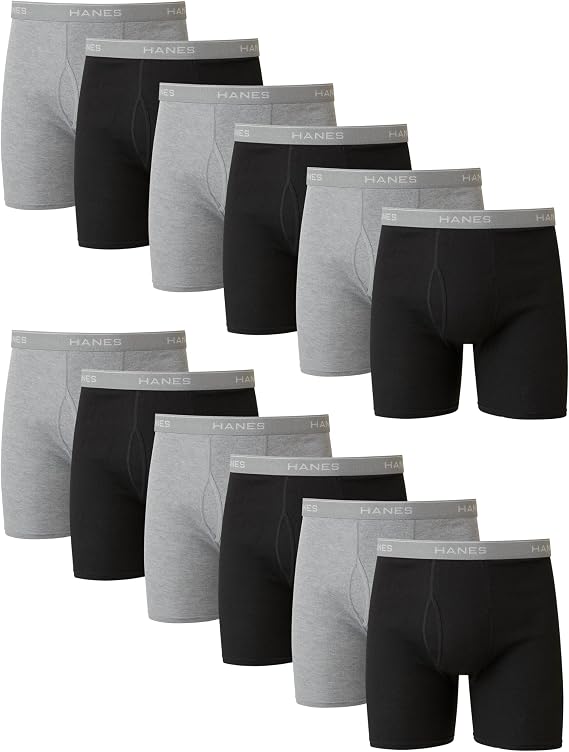 Hanes mens Underwear Boxer Briefs Pack, Cool & Breathable Cotton Moisture-wicking Underwear for Men, No Ride Up