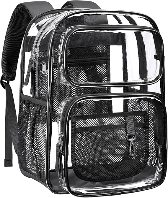 PACKISM Clear Backpack for School - 17 inch Heavy Duty Clear Bookbag