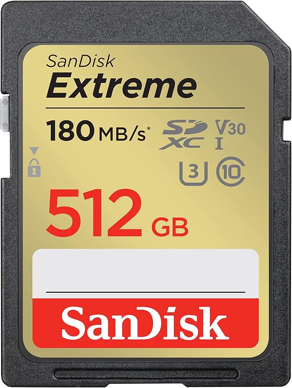 SANDISK 512GB Extreme SDXC UHS-I Memory Card - C10, U3, V30, 4K, UHD, SD Card - SDSDXVV-512G-GNCIN