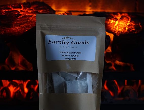 Edible Natural Chalk SAWN Snowball - Natural Chalk for Eating - Crunchy SAWN Chalk Blocks- Organic Chalk - Zero Additives, No Impurities 200 grams