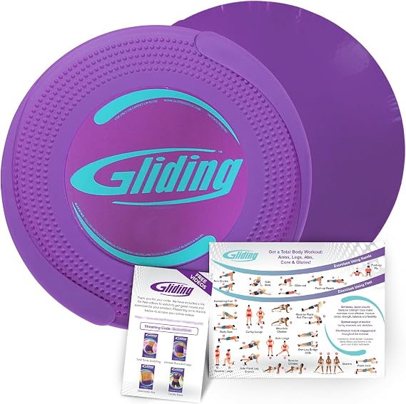 Gliding 9 Sliders for Working Out on Carpet Floors, 1 Pair + 4 Videos