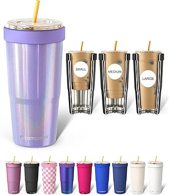 Frost Buddy Togo Buddy 30 oz Stainless Steel Vacuum Insulated Tumbler To Go Coffee Cup Iced Coffee Cups, Iced Coffee Sleeve, Travel Mug, Thermal Cup for Hot & Cold Drinks, Dunkin Cup Amethyst