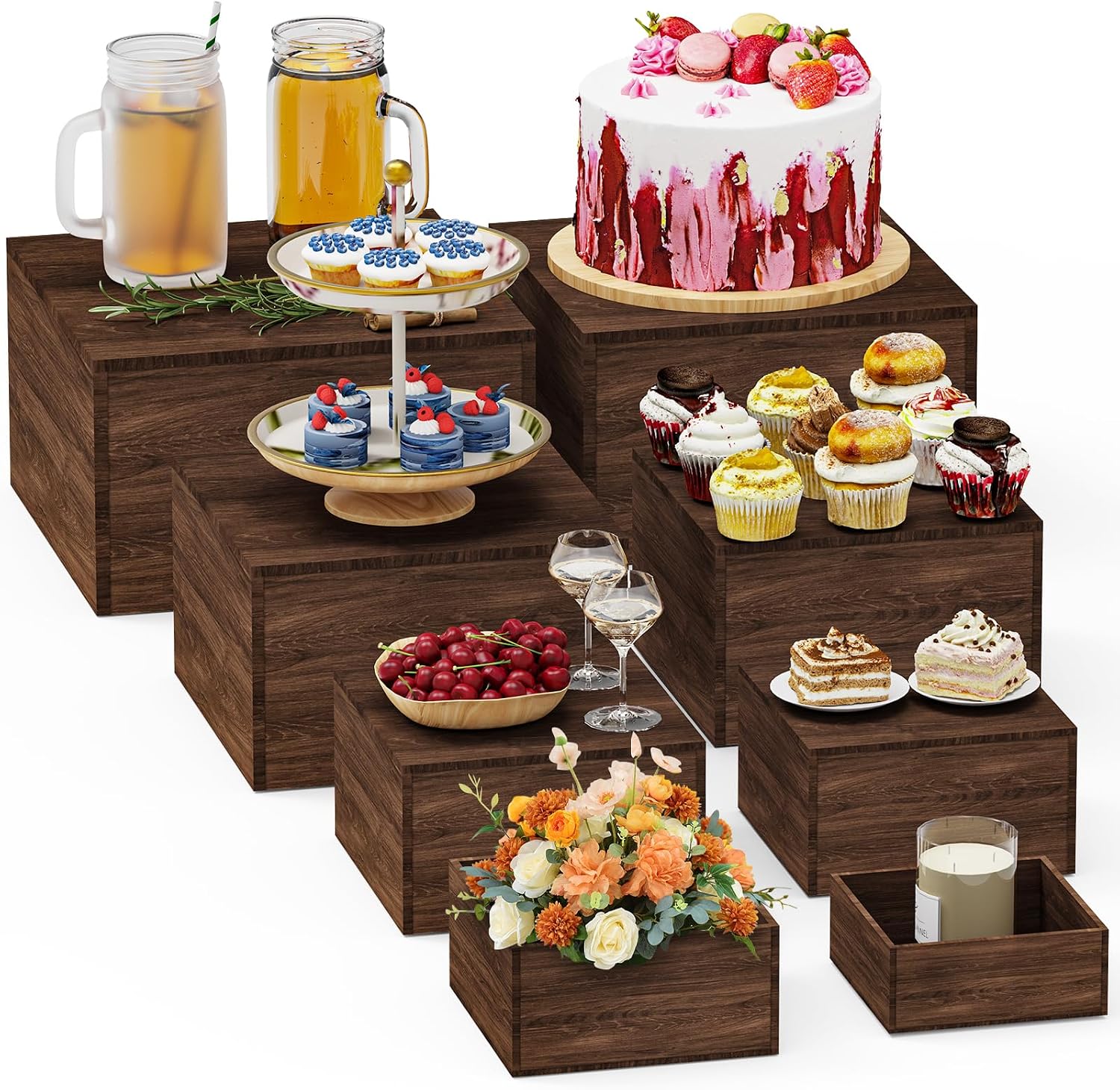 8 Pack Wooden Display Risers