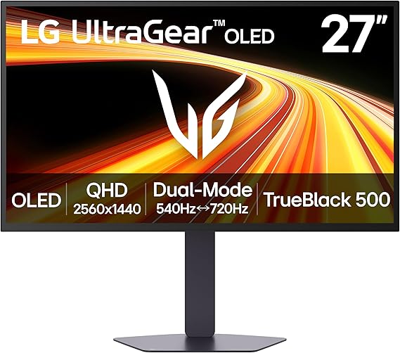 LG 27GX790B-B 27 Ultragear QHD (3440 x 1440) OLED Gaming Monitor, Dual Mode (QHD 540Hz/ HD 720Hz), 0.02ms, TrueBlack 500, NVIDIA G-Sync Compatible, AMD FreeSync Premium Pro, DP 2.1, USB-C, Black | NVIDIA G-Sync Compatible, USB-C, AMD FreeSync Premium Pro, 27' (3440 x 1440), Dual Mode (/HD), 0.02ms, TrueBlack 500