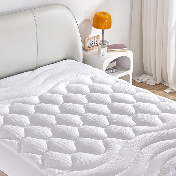 Sonive Queen Mattress Protector, Mattress Topper with 8-21" Deep Pocket | Mattress Pad with 3-Zone Support, Mattress Cover Microfiber Fitted Mattress Machine Washable White