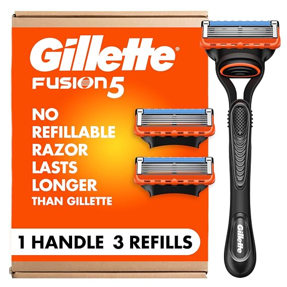 Gillette Fusion5 Razor for Men, 5-Blade, 1 Razor Handle, 3 Blade Refills