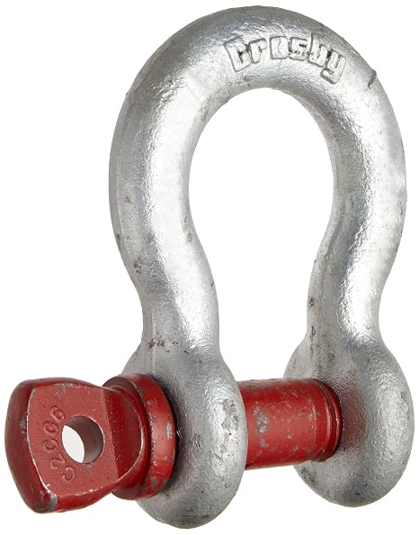 Crosby Screw Pin Anchor Shackle Carbon Steel, Galvanized, 6-1/2 Ton WLL, 7/8" Size, G-209