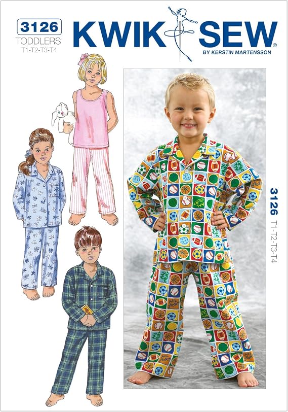 Kwik Sew K3126 Sleepwear Sewing Pattern, Size T1-T2-T3-T4
