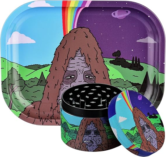 Grinder Set,50mm Herb Grinder with Rolling Tray,Metal Grinder Gift Set (Gorilla Drawing)