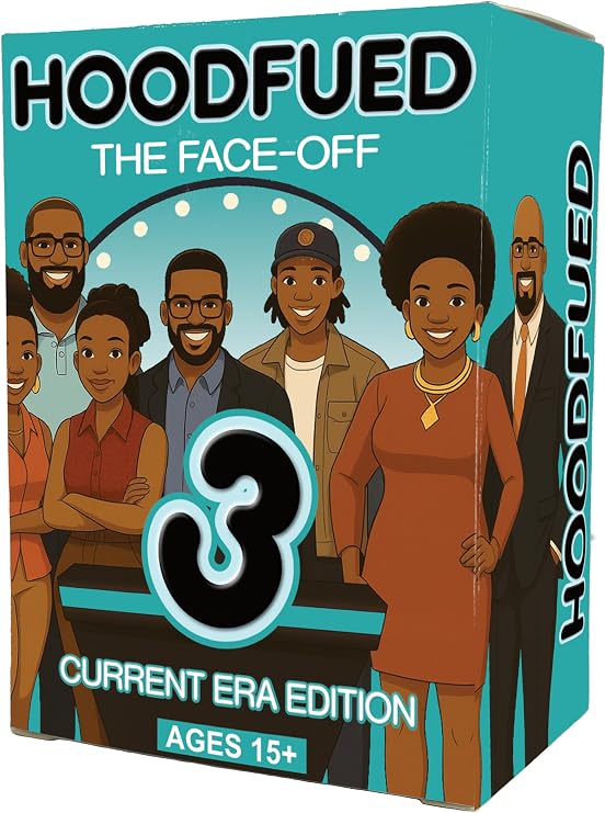 HoodFued 3 Urban Survey Showdown Black Culture Party Card Game for Game Night, 2 Teams or More, 76 Hilarious Question Cards, Cookout & Reunion Laughs, Trivia Fun